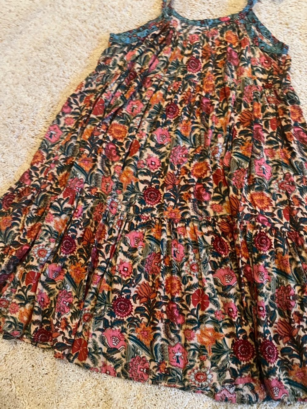 NATURAL LIFE Floral Midi Dress in Teal, Pink, Rust - Picture 8 of 9